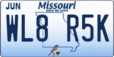 MO license plate WL8R5K
