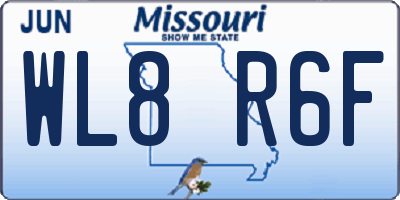 MO license plate WL8R6F