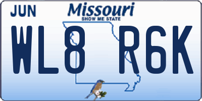 MO license plate WL8R6K