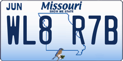 MO license plate WL8R7B