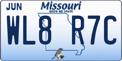 MO license plate WL8R7C