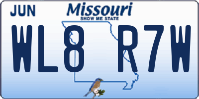 MO license plate WL8R7W
