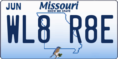 MO license plate WL8R8E