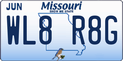 MO license plate WL8R8G