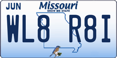 MO license plate WL8R8I