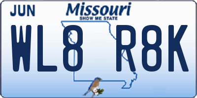MO license plate WL8R8K
