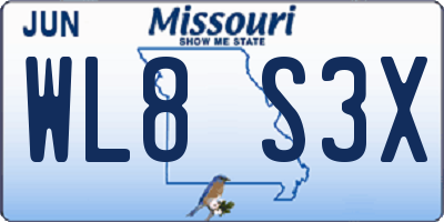 MO license plate WL8S3X