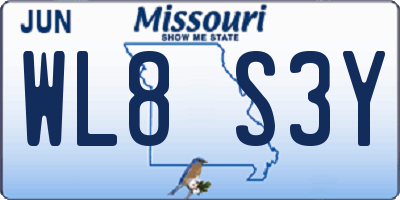 MO license plate WL8S3Y