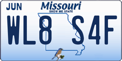 MO license plate WL8S4F
