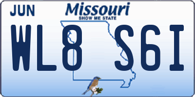MO license plate WL8S6I