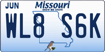 MO license plate WL8S6K