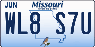 MO license plate WL8S7U