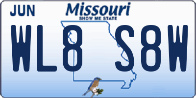 MO license plate WL8S8W