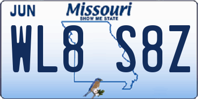 MO license plate WL8S8Z