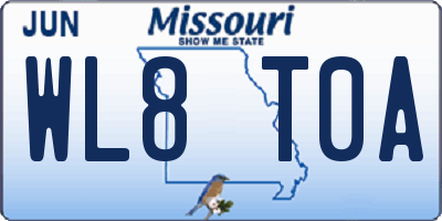 MO license plate WL8T0A