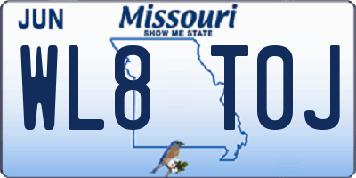 MO license plate WL8T0J