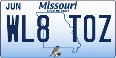 MO license plate WL8T0Z