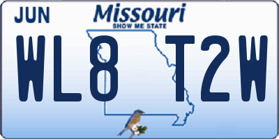 MO license plate WL8T2W