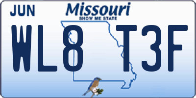 MO license plate WL8T3F