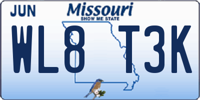 MO license plate WL8T3K