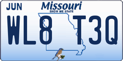 MO license plate WL8T3Q