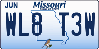 MO license plate WL8T3W