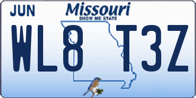 MO license plate WL8T3Z