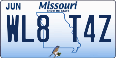 MO license plate WL8T4Z