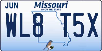 MO license plate WL8T5X