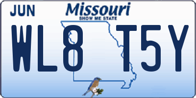 MO license plate WL8T5Y