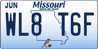 MO license plate WL8T6F