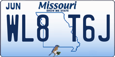 MO license plate WL8T6J