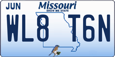 MO license plate WL8T6N