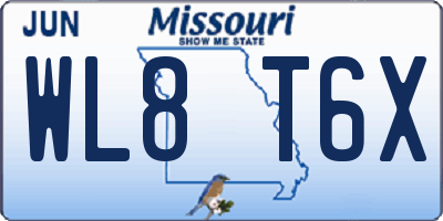 MO license plate WL8T6X