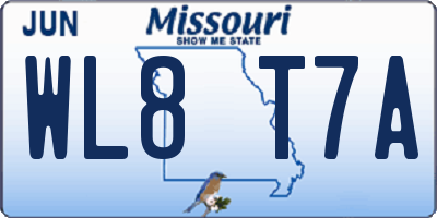 MO license plate WL8T7A