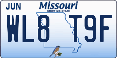 MO license plate WL8T9F
