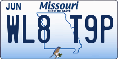 MO license plate WL8T9P