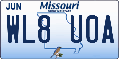 MO license plate WL8U0A