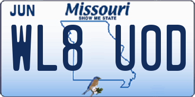 MO license plate WL8U0D