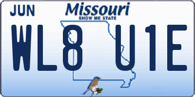 MO license plate WL8U1E