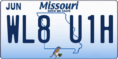 MO license plate WL8U1H