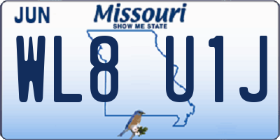 MO license plate WL8U1J