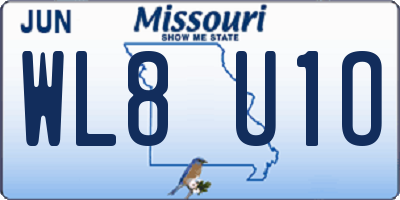 MO license plate WL8U1O