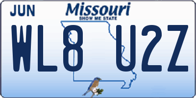 MO license plate WL8U2Z