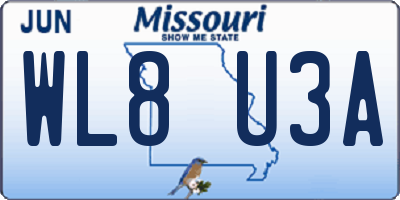 MO license plate WL8U3A
