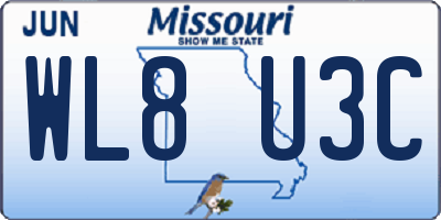 MO license plate WL8U3C