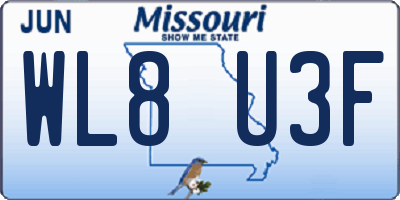 MO license plate WL8U3F