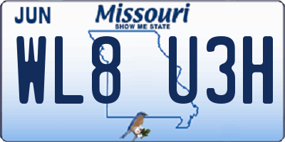 MO license plate WL8U3H