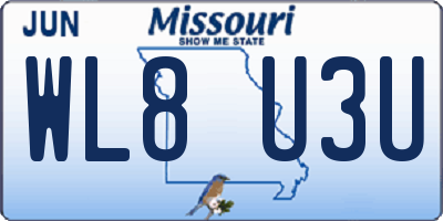 MO license plate WL8U3U