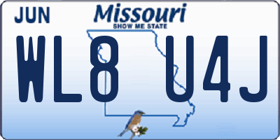 MO license plate WL8U4J
